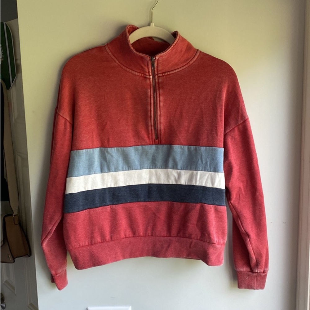 Red white and blue quarter zip